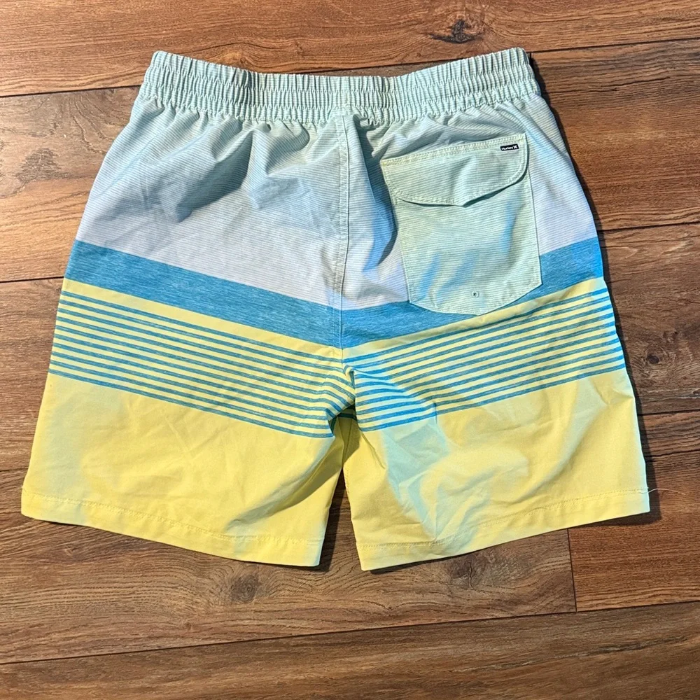 Hurley Men's Aqua and Lemon Board Shorts - Picture 2 of 4